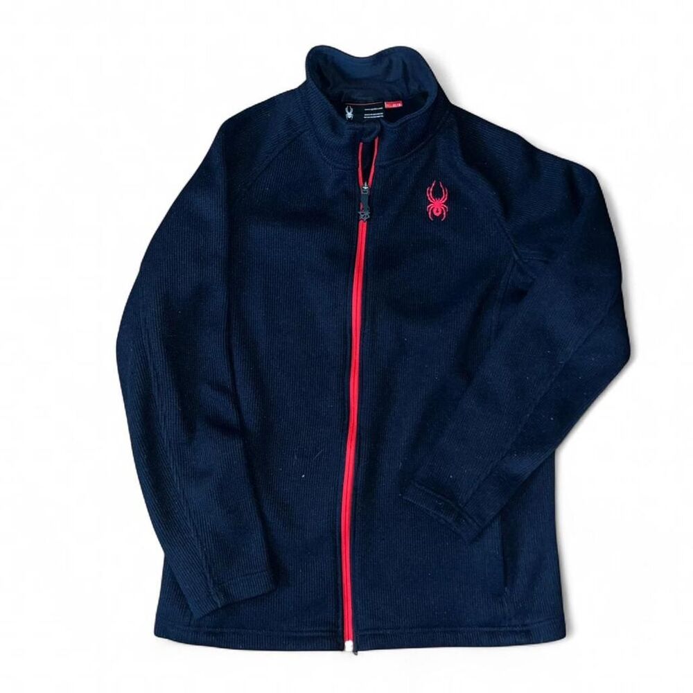 Spyder Kids Youth Boys' Black and Red Zip Up Fleece Jacket SZ XL